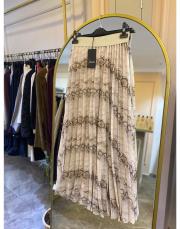 sentez desenli şifon plise etek açık bej 3