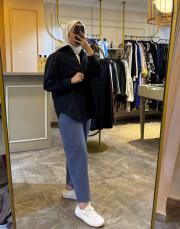 duti keten havuç pantolon indigo