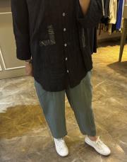 duti keten havuç pantolon koyu yeşil