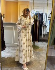 ghisa keten elbise camel 3