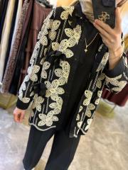 ghisa dantel işlemeli tunik siyah 3