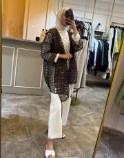 ghisa kapüşon detaylı file kap kahve