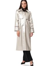 3251 deri trençkot gümüş