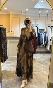 lissmore çanta kombinli elbise kahve