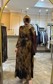 lissmore çanta kombinli elbise kahve 3