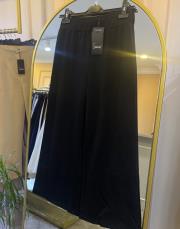 venedik beli lastikli geniş paça pantolon siyah