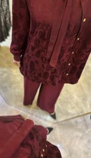 ghisa yandan düğme işlemeli takım bordo 7