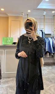 ghisa önü dantel işlemeli takım siyah 2