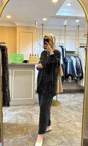 ghisa önü dantel işlemeli takım siyah 3