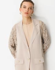 ghisa dantel işlemeli ceket camel