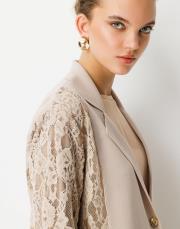 ghisa dantel işlemeli ceket camel 2
