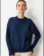 ghisa önü şifon merserize bluz lacivert