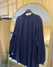 ghisa uzun kol yakası ve bilekleri sim detaylı içlik tunik lacivert