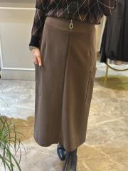 sentez cep detaylı fermuarlı etek kahve