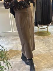 sentez cep detaylı fermuarlı etek kahve 2