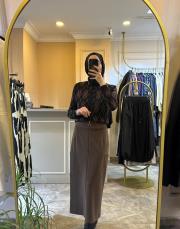 sentez cep detaylı fermuarlı etek kahve 4