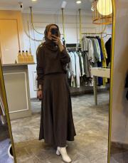 lissmore fermuar detaylı etekli takım kahve 2