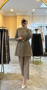 ghisa payet detaylı takım vizon