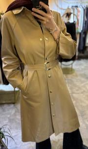 ghisa önü çıt çıt detaylı trençkot camel 3