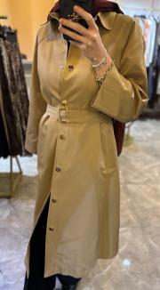 ghisa önü çıt çıt detaylı trençkot camel 4