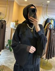 2555 cupra şifon kol elbise siyah 3