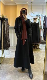 ghisa düğme detaylı etekli takım siyah 2