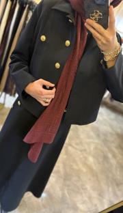 ghisa düğme detaylı etekli takım siyah 3