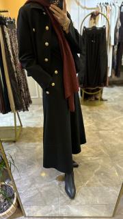 ghisa düğme detaylı etekli takım siyah 4