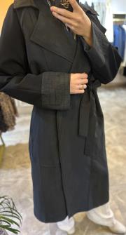 arkası kapitöne detaylı belden kemerli trençkot siyah 3