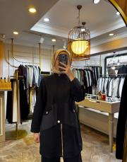 önden fermuarlı yarım patlı çelik takım siyah 2