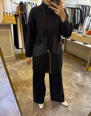 önden fermuarlı yarım patlı çelik takım siyah 3