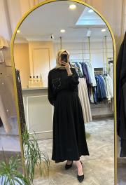 tuniği boncuk işlemeli etekli takım siyah 2