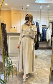 tuniği boncuk işlemeli etekli takım taş