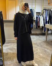 luna üçlü etekli takım siyah