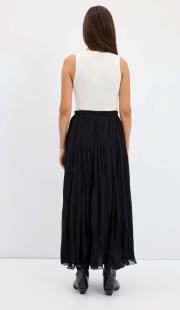 kadriye baştürk kırışık görünümlü uzun kloş etek siyah 2