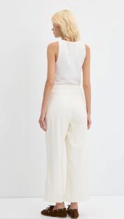 kadriye baştürk yüksek bel nervür dikişli deri pantolon ekru 5