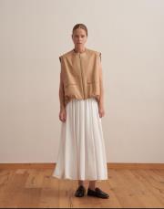 fermuar kapamalı volanlı yelek camel