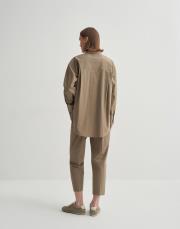 yırtmaç detaylı koton gömlek açık haki 3