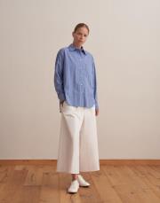 çizgili oversize gömlek mavi