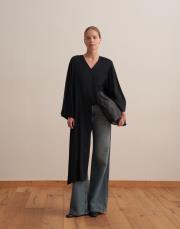 asimetrik kesim pelerin siyah