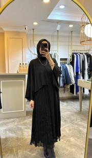 asimetrik kesim pelerin siyah 2