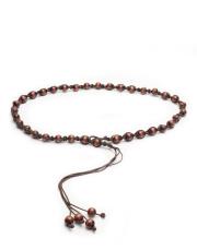 ahşap boncuklu örgü kemer kahve