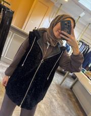 ghısa kadife payet işlemeli yelek siyah 3