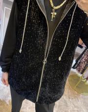 ghısa kadife payet işlemeli yelek siyah 6