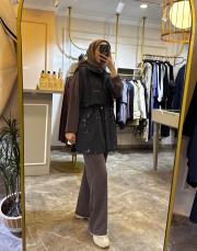 ghisa beli lastikli işlemeli yelek siyah