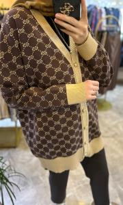 ghisa triko desenli hırka kahve 2