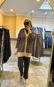 ghisa triko desenli hırka kahve 4