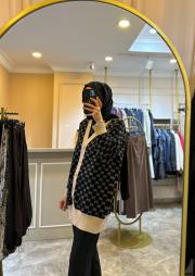 ghisa triko desenli hırka siyah 3