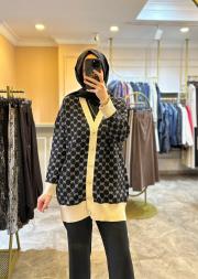 ghisa triko desenli hırka siyah 4