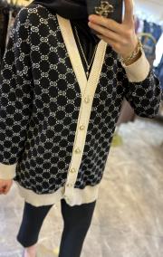 ghisa triko desenli hırka siyah 5